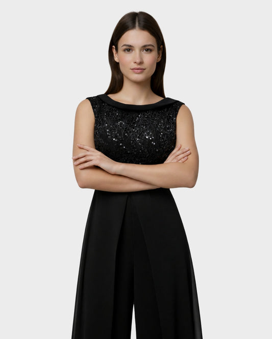 Luna™ | Mono Negro Elegante sin Mangas